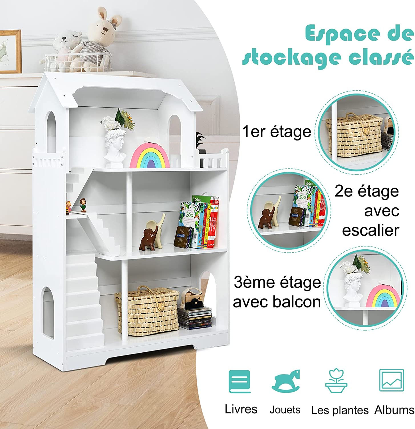 Plan PDF d'une bibliothèque en forme de maison de poupée pour enfants | Étagère en forme de maison pour livres et jouets | Bricolage pour débutants - Canada
