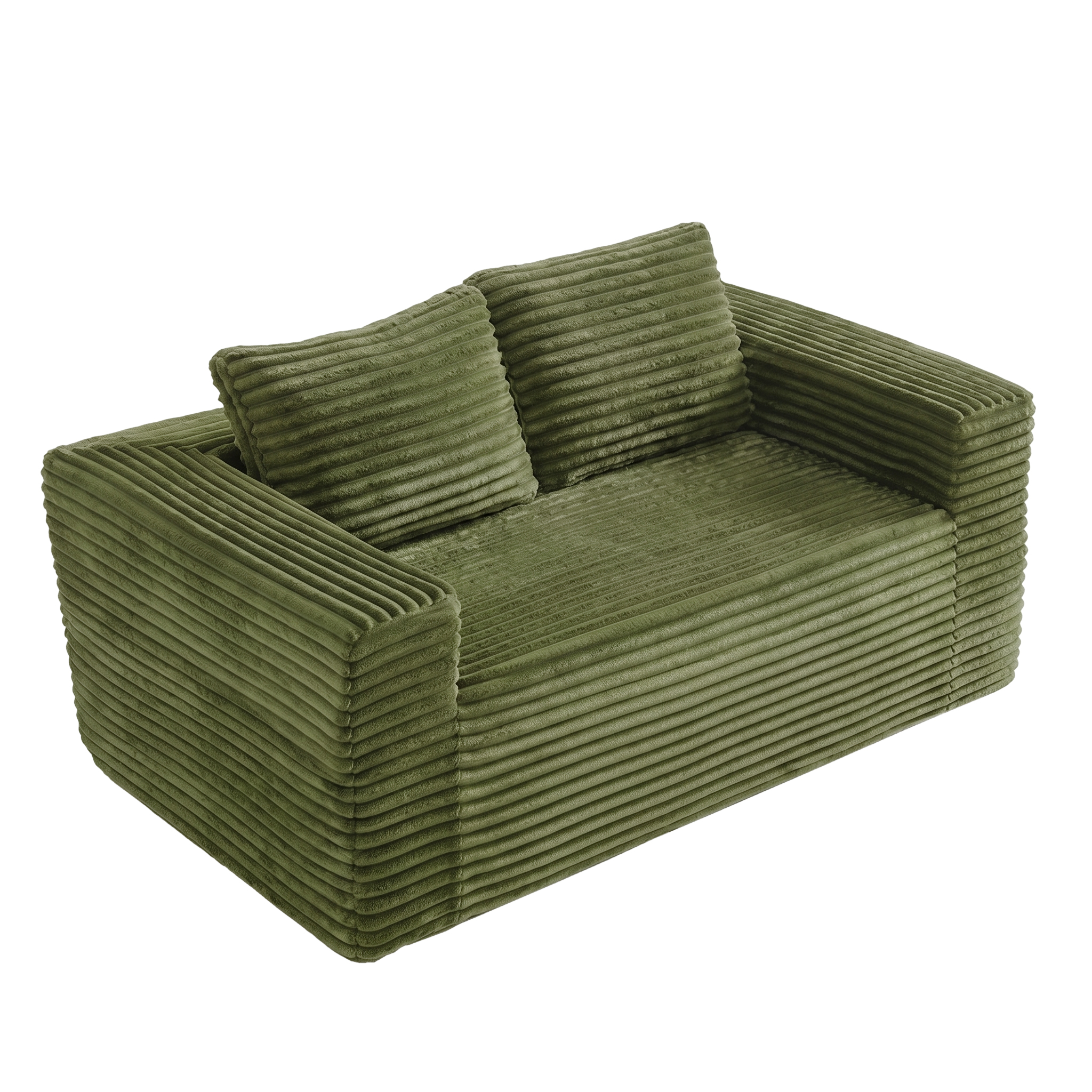 Canapé droit vert sur fond blanc