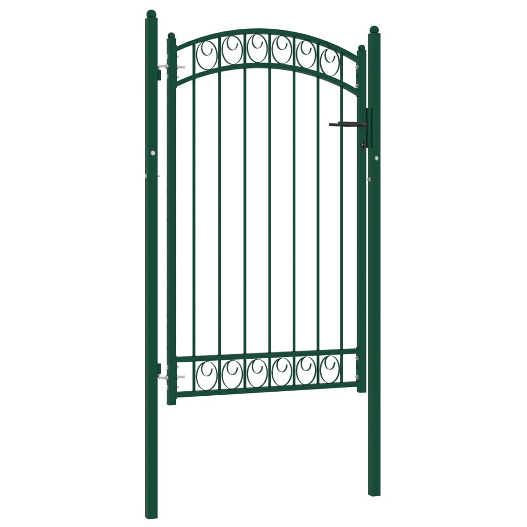 Portail De Clôture Avec Dessus Arqué Acier 100x150 Cm Vert