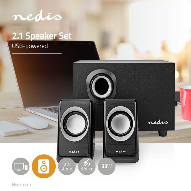 Nedis Haut Parleurs Pc  2.1  33 W  3.5mm Jack