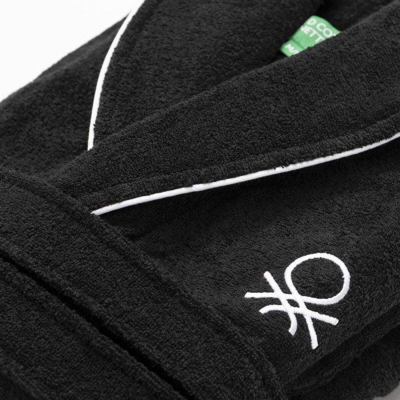 Peignoir De Bain Benetton Noir 100 % Coton 360 G/m²