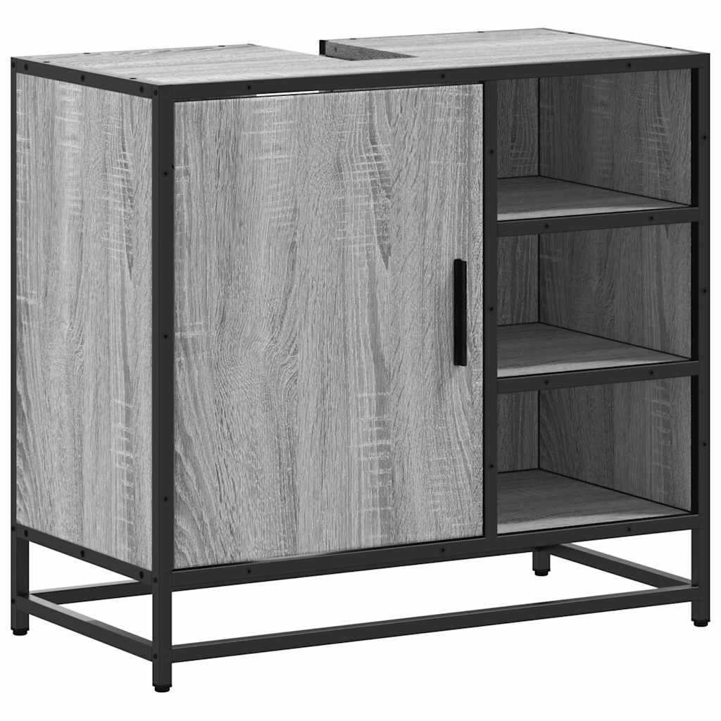 Armoire De Lavabo De Salle De Bain | Meuble Sous Vasque | Rangement Sous Lavabo Sonoma Gris 65x33x60 Cm