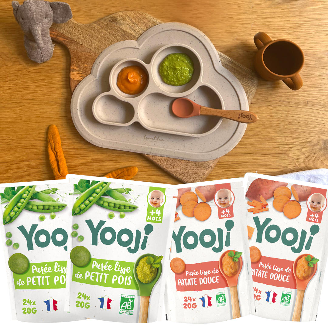 Lot X4 - Petit Pois & Patate Douce Bio - 16 Repas Dès 4 Mois - 4 X 480g YOOJI