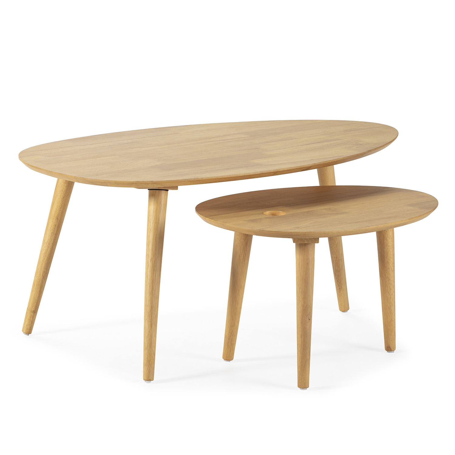 Set De 2 Tables Basses Eclipse Couleur Chêne, Bois Massif