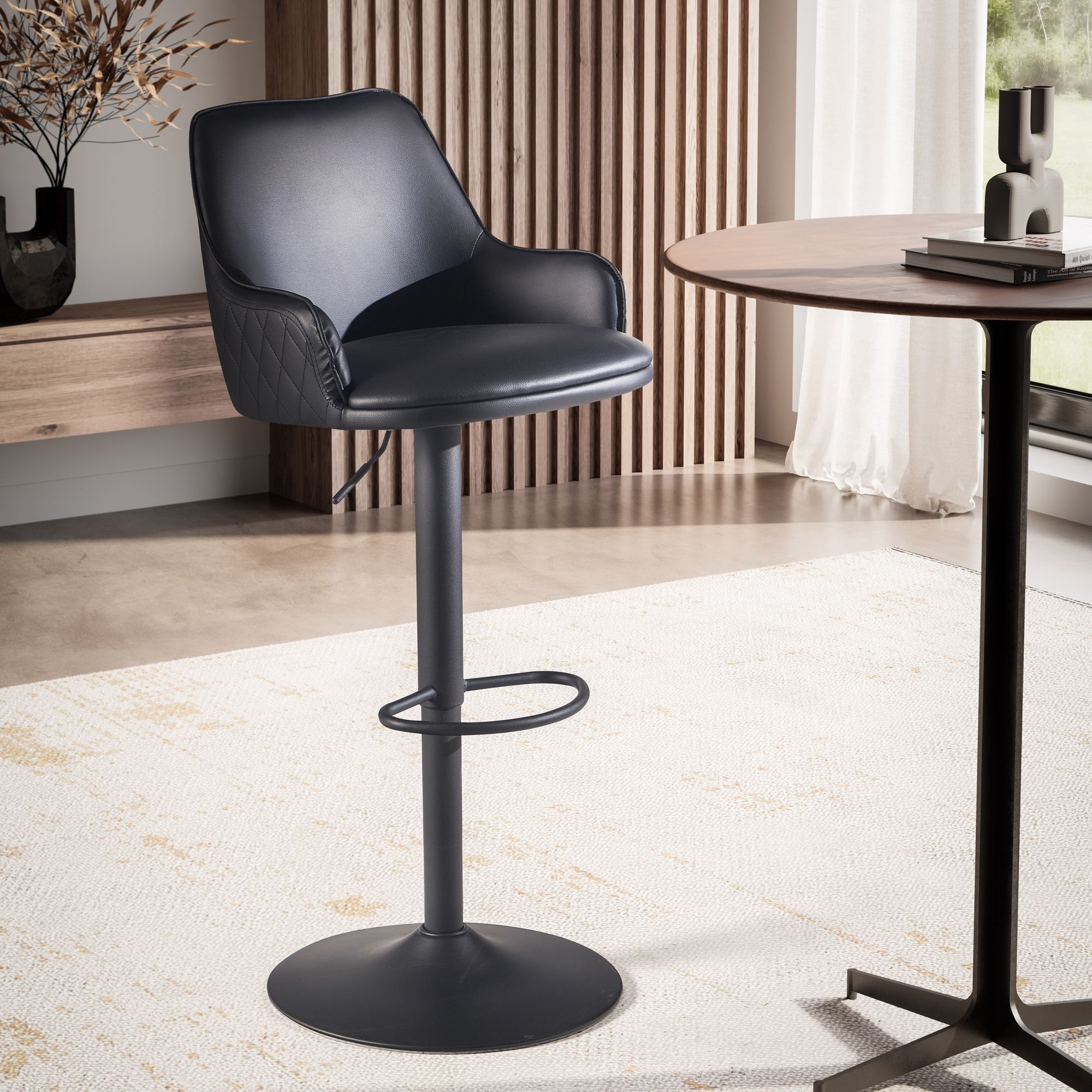 Finebuy Tabouret De Bar Moderne Similicuir Chaise Fauteuil De Comptoir Noir