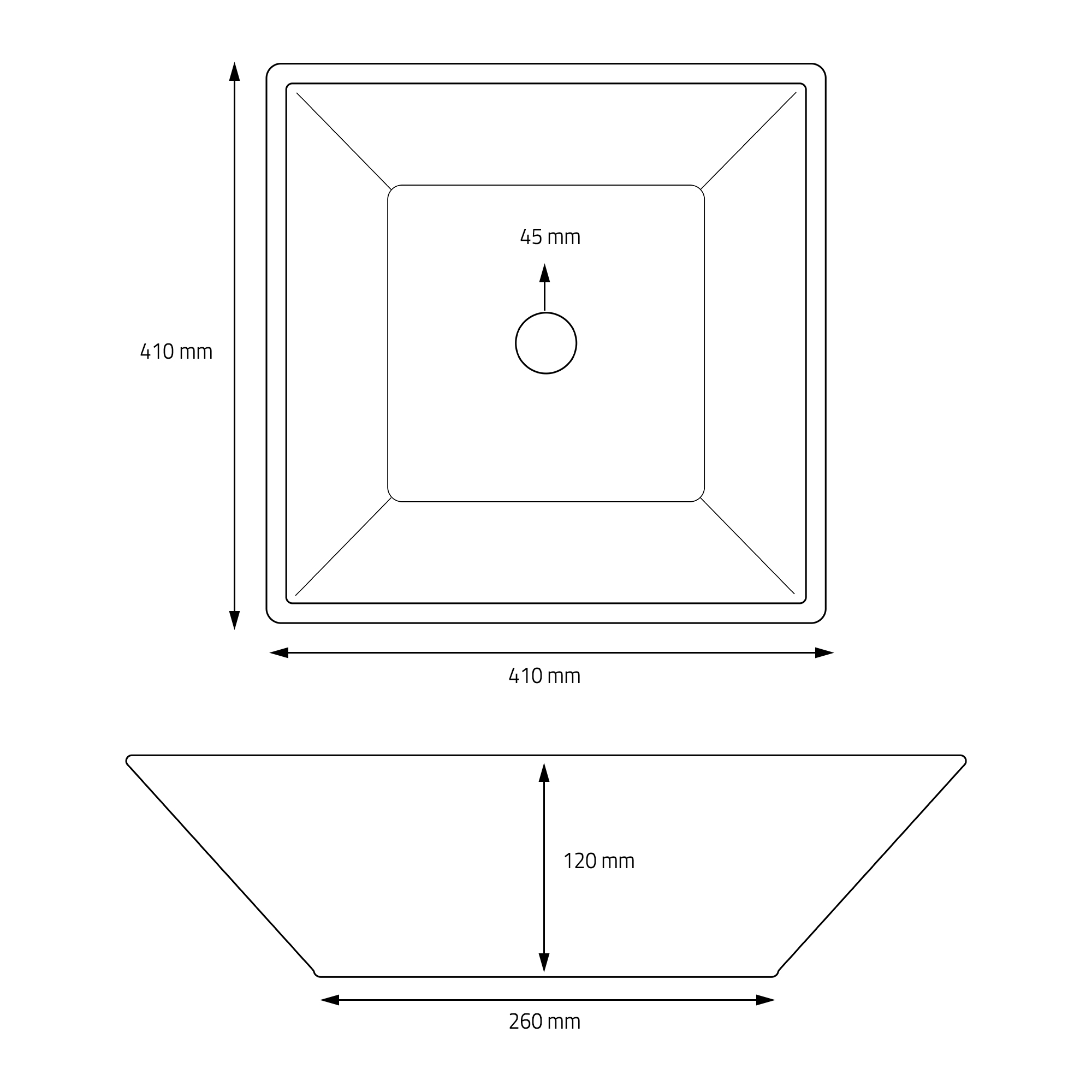 Vasque Carré Céramique Blanc Lavabo À Poser Sur Plan De Toilette 410x410x120 Mm