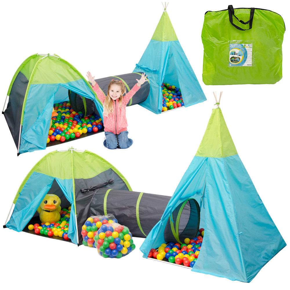 Set Tenda Gioco Con Tunnel E 200 Palline - 320x100x135cm | Per Bambini Da 1 Anno - Foto 3