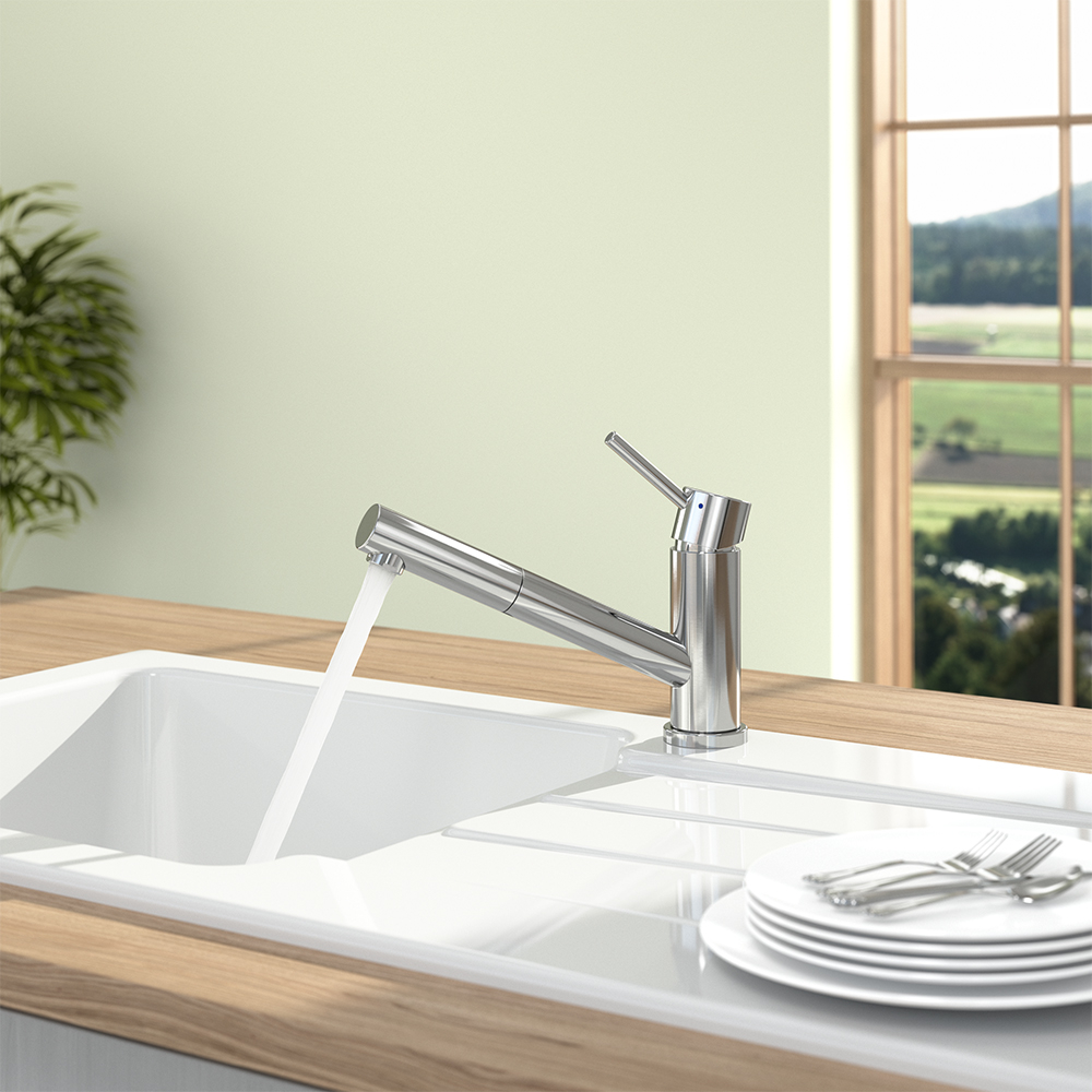 Robinet Cuisine Como Shower Basse Pression, Acier Massif
