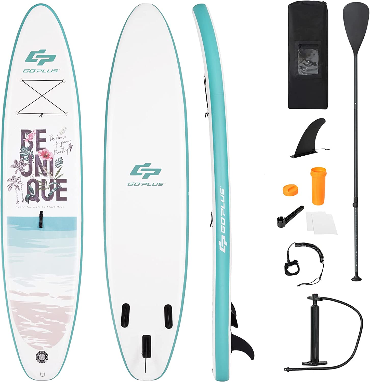 Planche SUP Gonflable GOPLUS – 335x76x15 Cm, Avec Pompe, Pagaie, Sac, Capacité 130 Kg