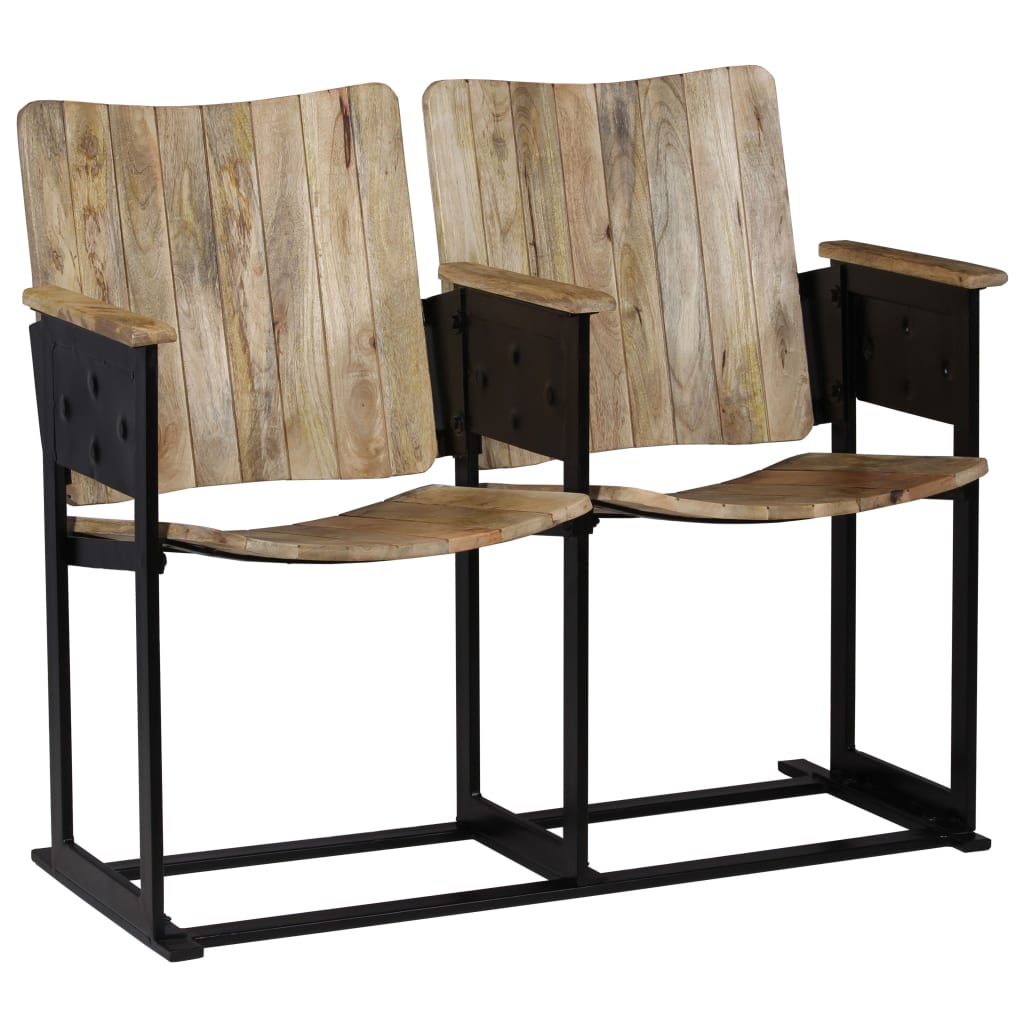 Banc À 2 Places Bois De Manguier Massif Et Acier Vidaxl