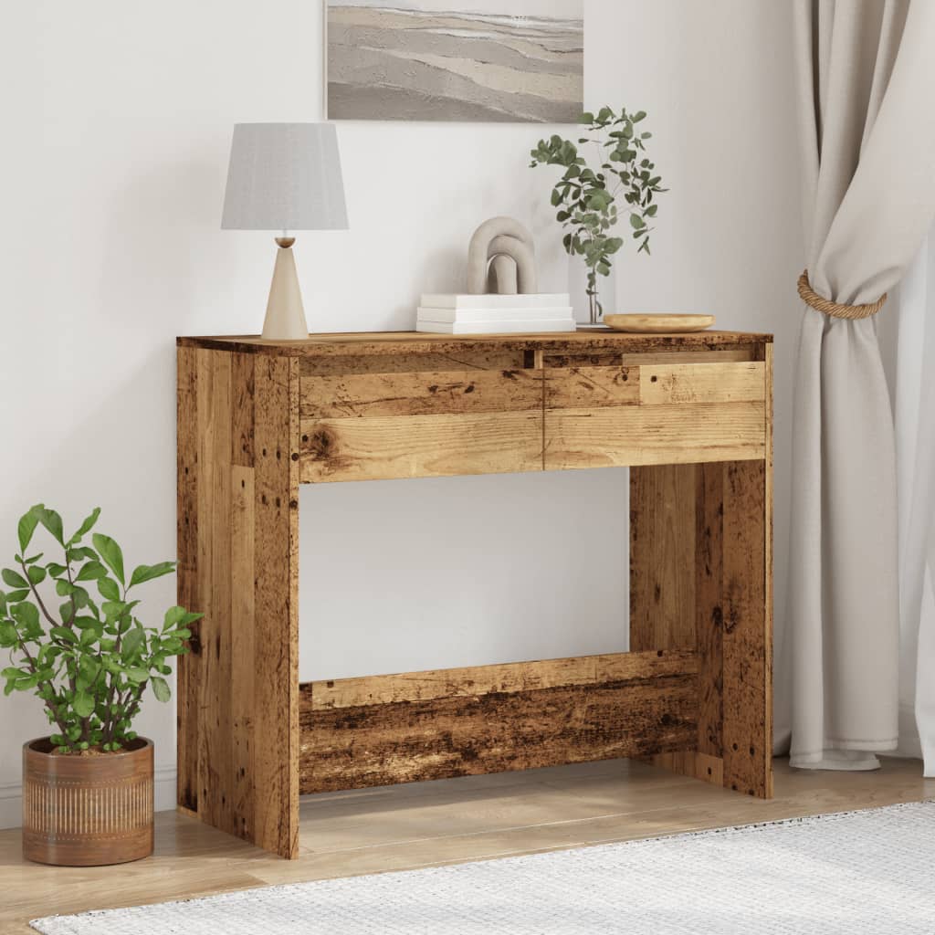 Table Console | Table D'entrée Vieux Bois 89x41x76,5 Cm Bois D'ingénierie