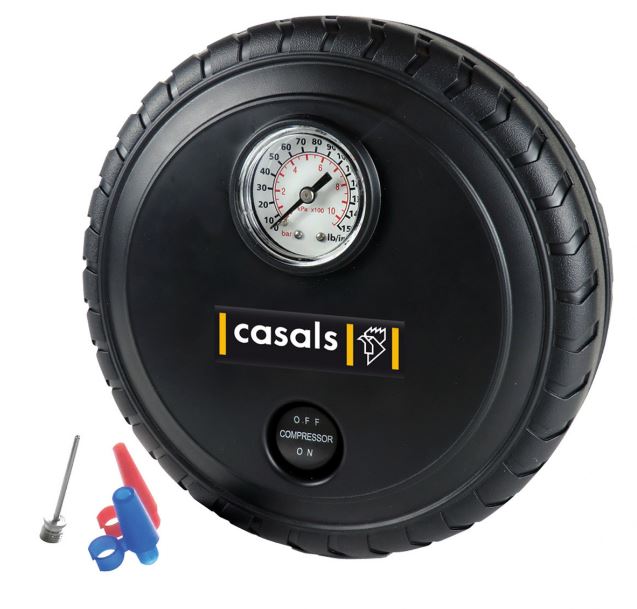 Casals Tyre Inflator With Pressure Gauge Plastic Black 250PSI 12V / 140W
