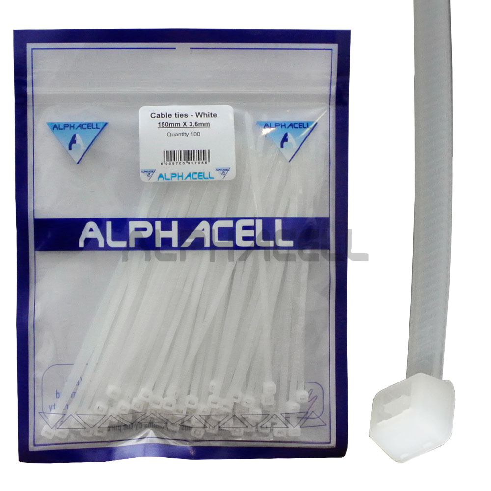 CABLE TIE - 150mmx3.6mm WHITE (100) Z