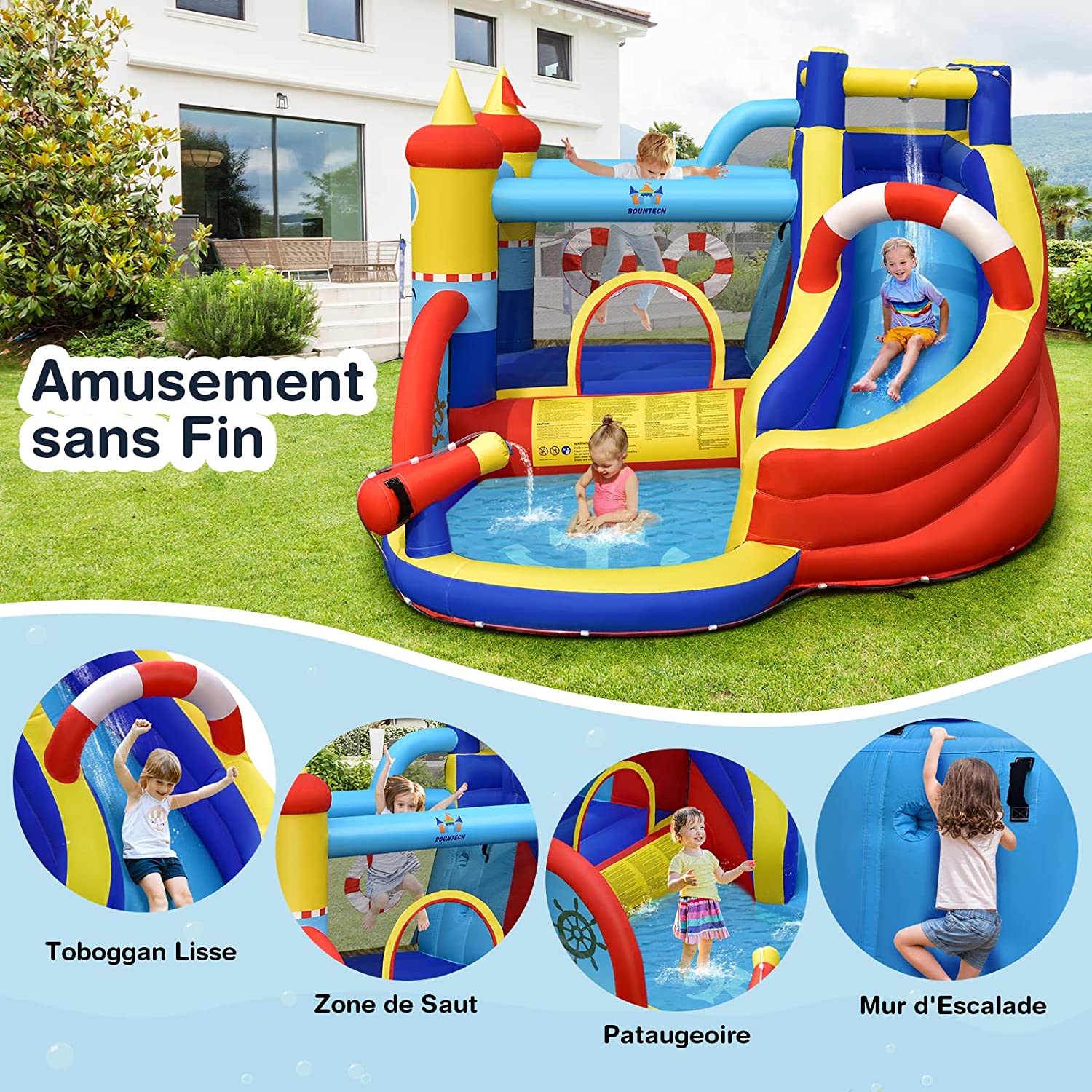 Aire De Jeux Aquatique Avec Gonfleur 580-610W Piscine à Eclaboussures Trampoline Panier De Basket Decorations D Elephants Aire De Jeux Aquatique Avec Gonfleur 580-610W Piscine à Eclaboussures Trampoline Panier De Basket Decorations D Elephants