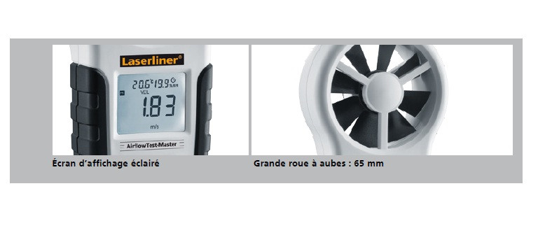 Anémomètre Professionnel Vitesse D'écoulement 30m/s Température 60°c Airflowtest-master Laserliner