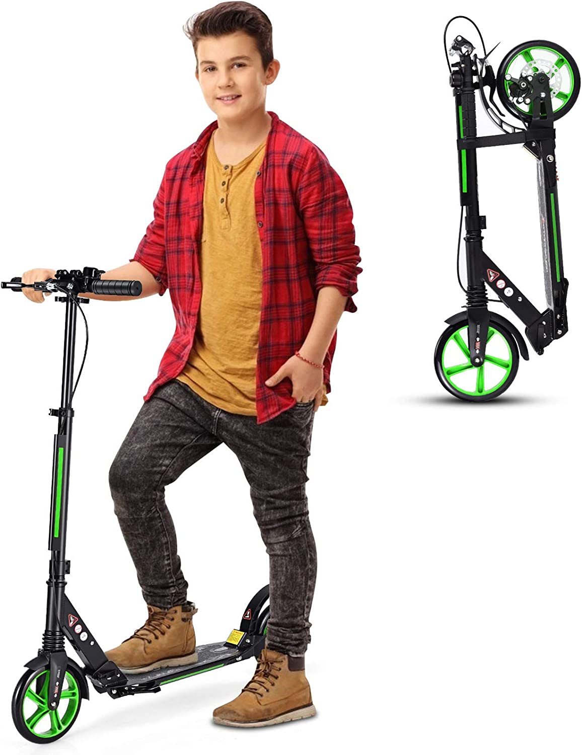 Costway Trottinette Pliable Avec Frein À 2 Roues Pour Enfant Plus De 8 Ans Hauteur Réglable En 3 Positions Fait