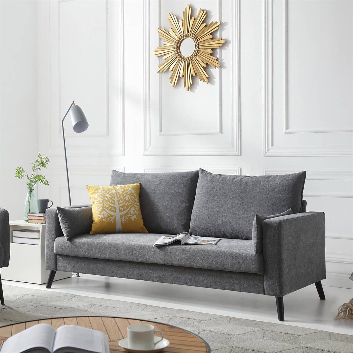 Zala - Ensemble Fauteuil + Canapé 3p Gris Foncé