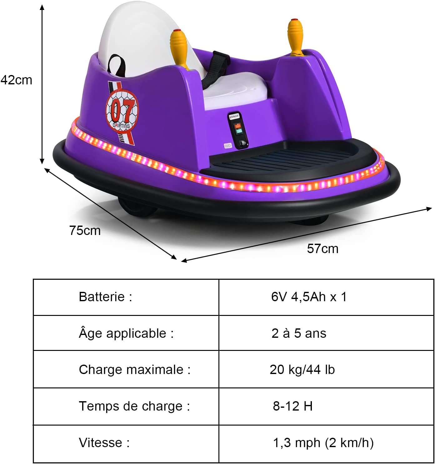Voiture Auto Tamponneuse Électrique 6v Pour Enfants 2-5 Ans, Avec Télécommande