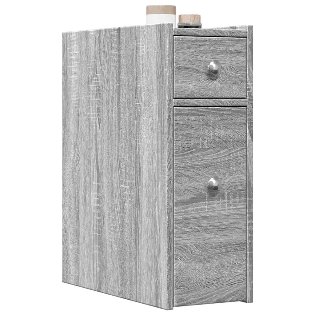 Armoire De Salle De Bain Étroite | Colonne Salle De Bain | Meuble De Rangement Avec Roulettes Sonoma Gris