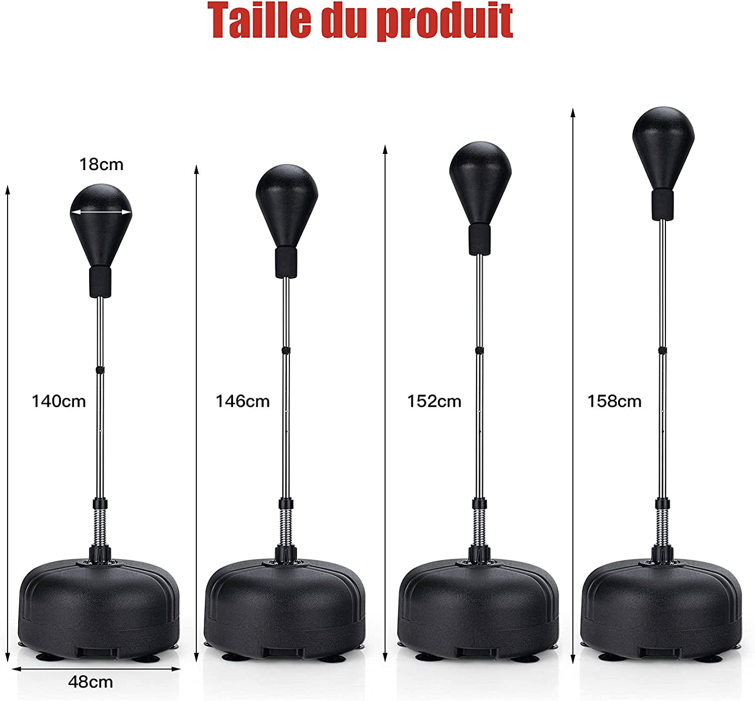 Costway Punching Ball Sur Pied Réglable En Hauteur 140-158 Cm