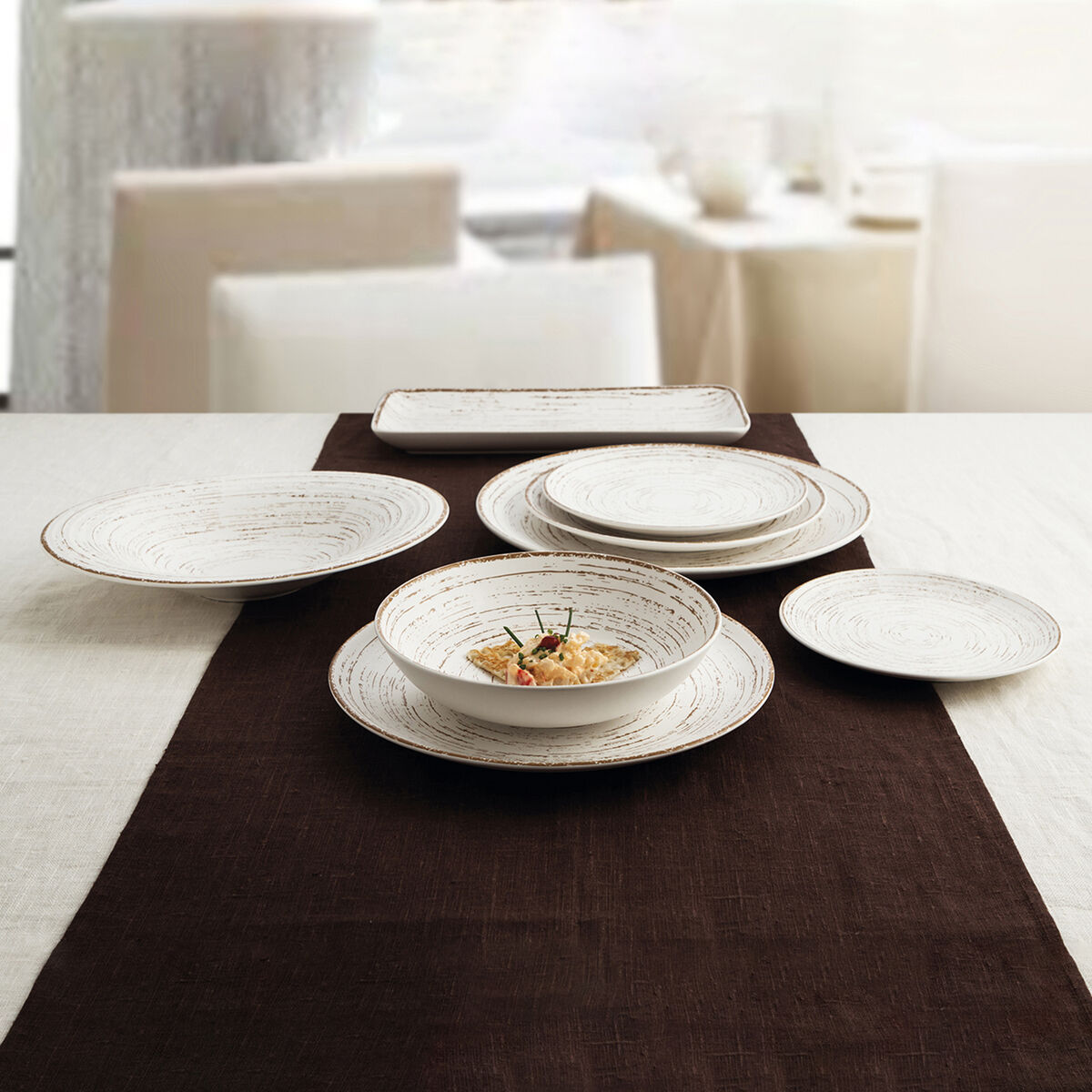 Assiette Plate Ariane Tornado Céramique Bicolore (24 Cm) (6 Unités)