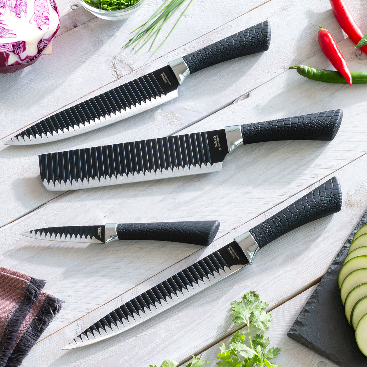 Ensemble De Couteaux Black Shark Swiss·q Namiutsu Innovagoods 4 Pièces