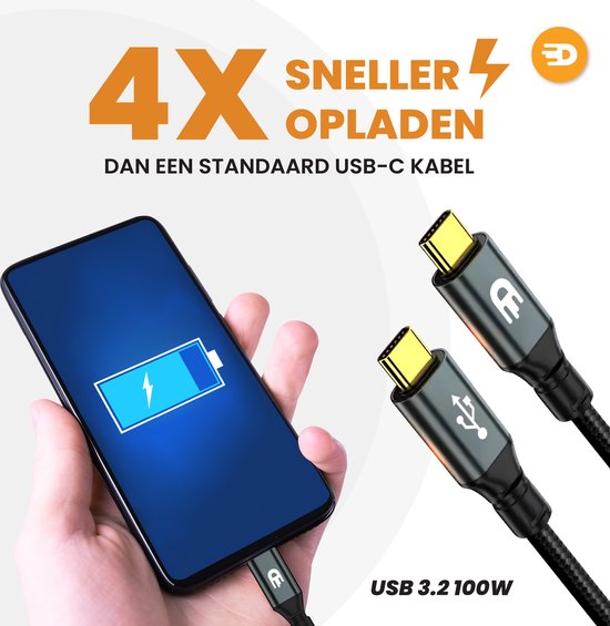 Drivv. USB-C naar USB-C Kabel 3 Meter