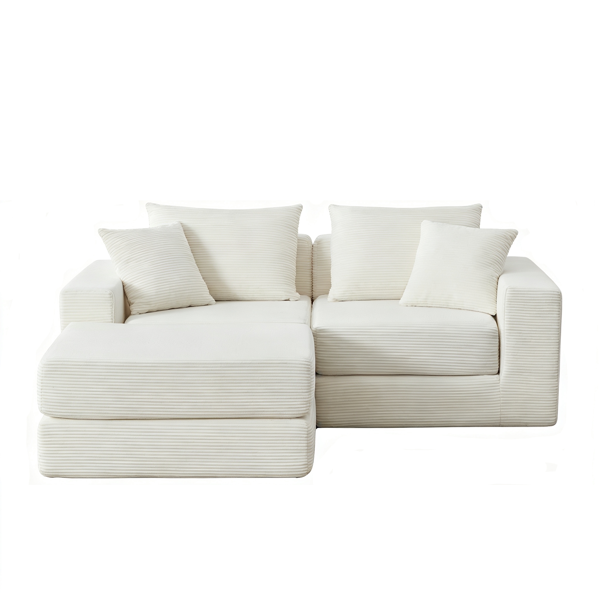 Canapé d'angle convertible blanc sur fond blanc