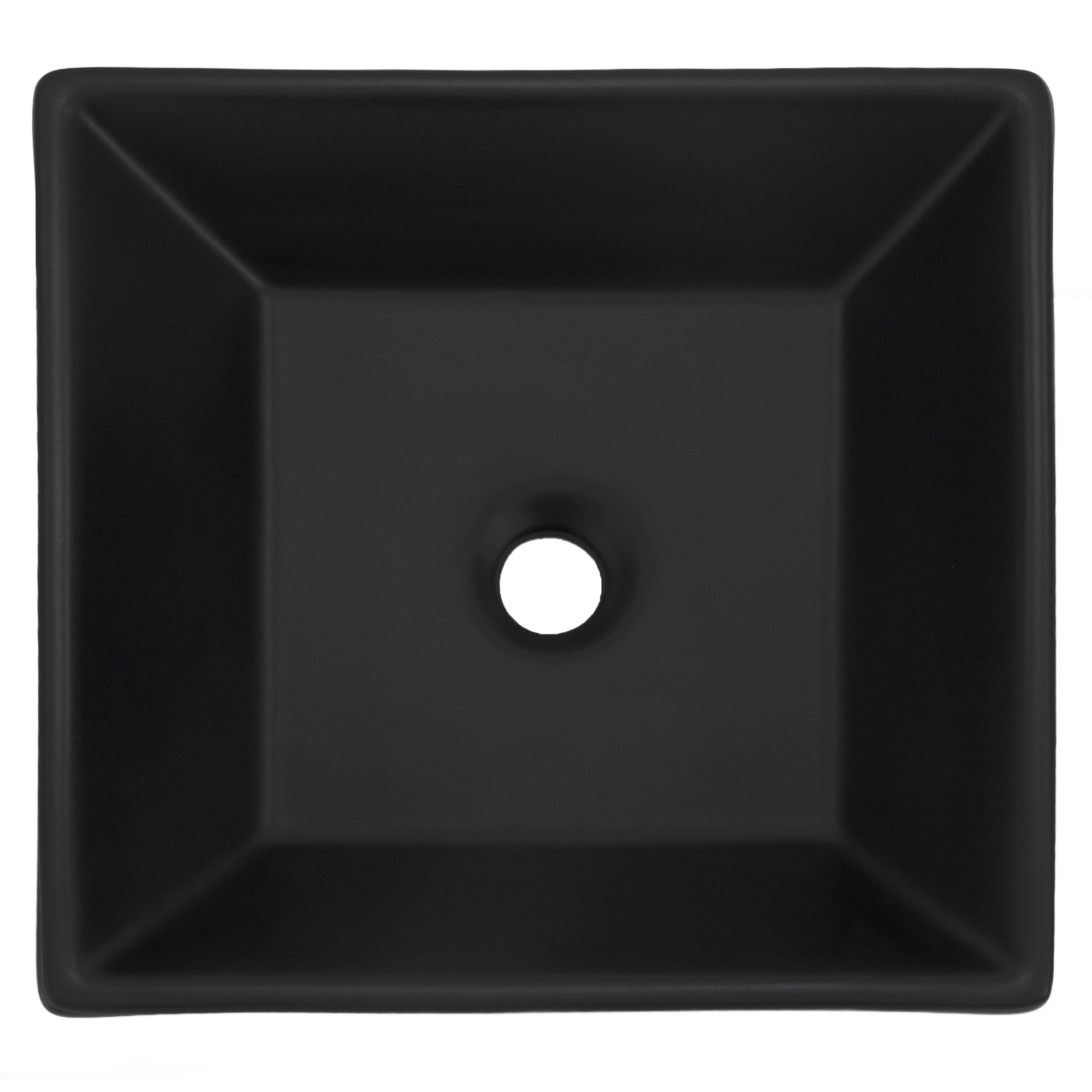 Vasque À Poser Céramique Noir Lavabo Avec Garniture De Vidage Noir 410x410x120mm