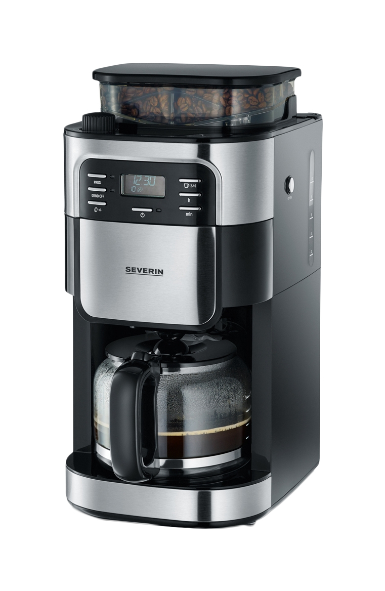 SEVERIN 4810 Caffettiera a filtro con macinacaffè integrato - Nero e acciaio inox - 1000W - 1,4 L