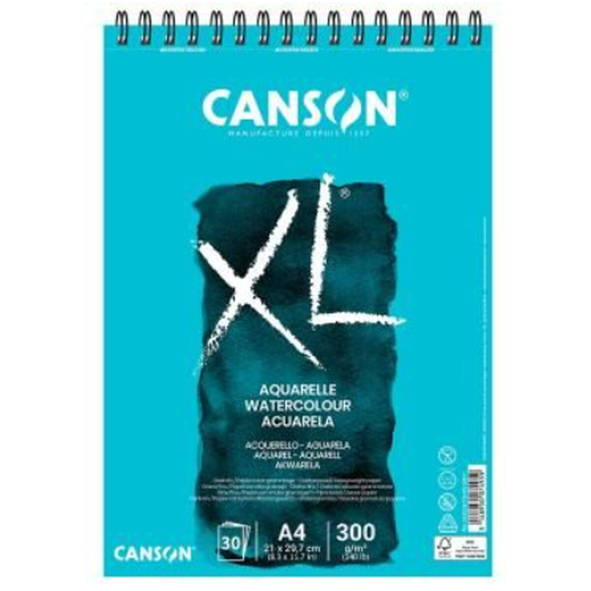 Bloc-notes Canson Xl Aquarelle 20 Volets A5 Blanc 5 Unités 300 G/m²