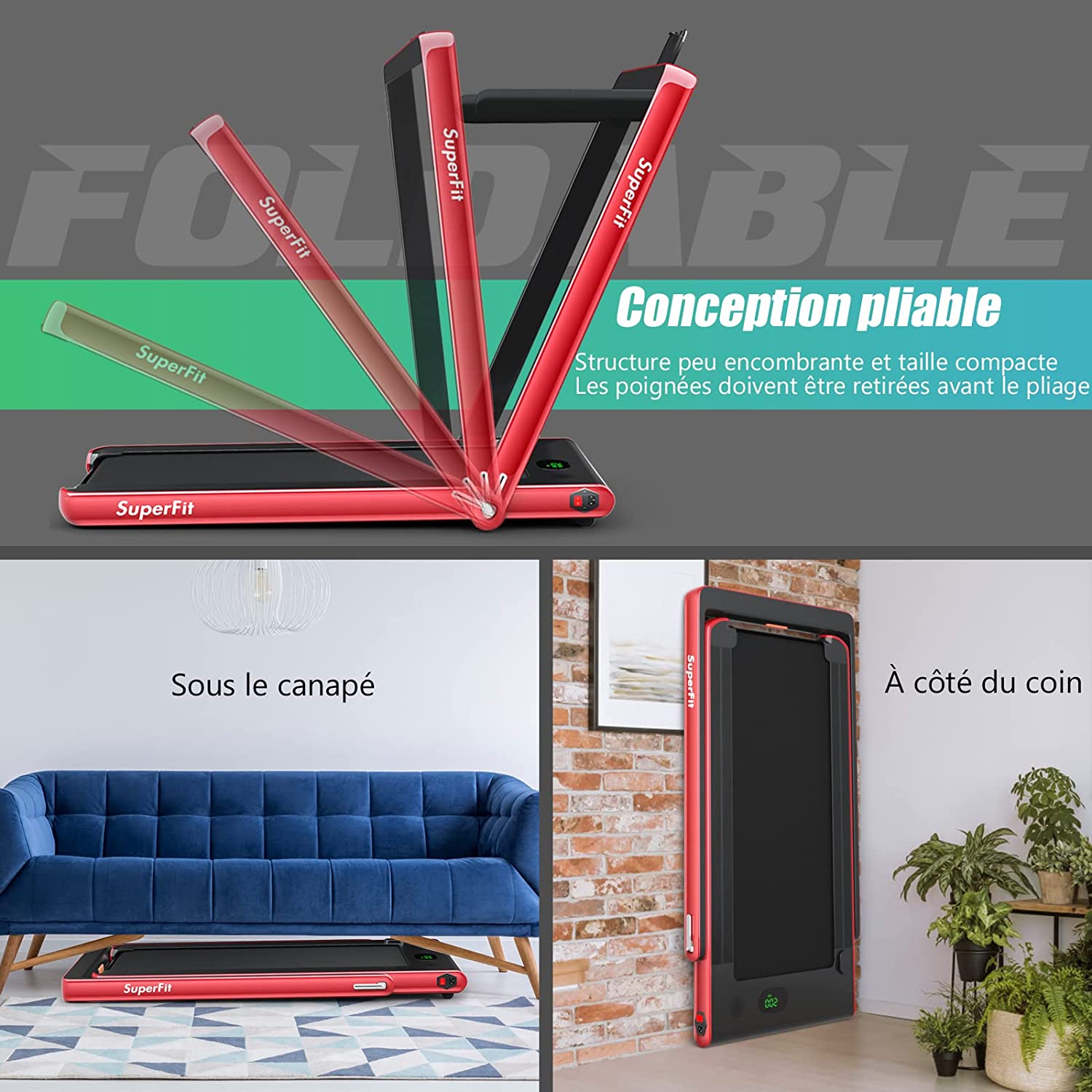Costway Tapis De Course Electrique Pliable, Moteur 600w, Vitesse Ajustable De 1 À 12 Km/h, Avec Haut-parleur Bluetooth