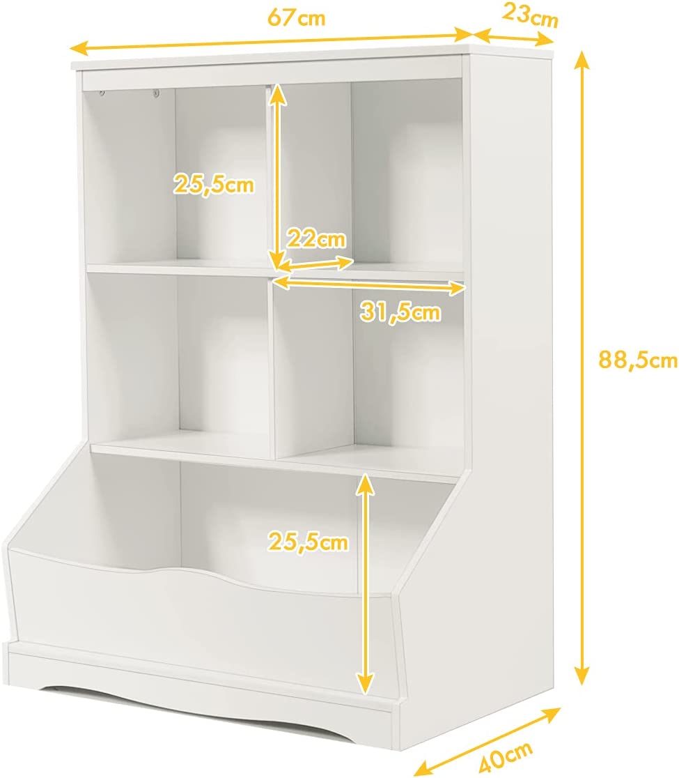 Meuble De Rangement Pour Jouets À 3 Niveaux Avec 4 Compartiments Ouverts