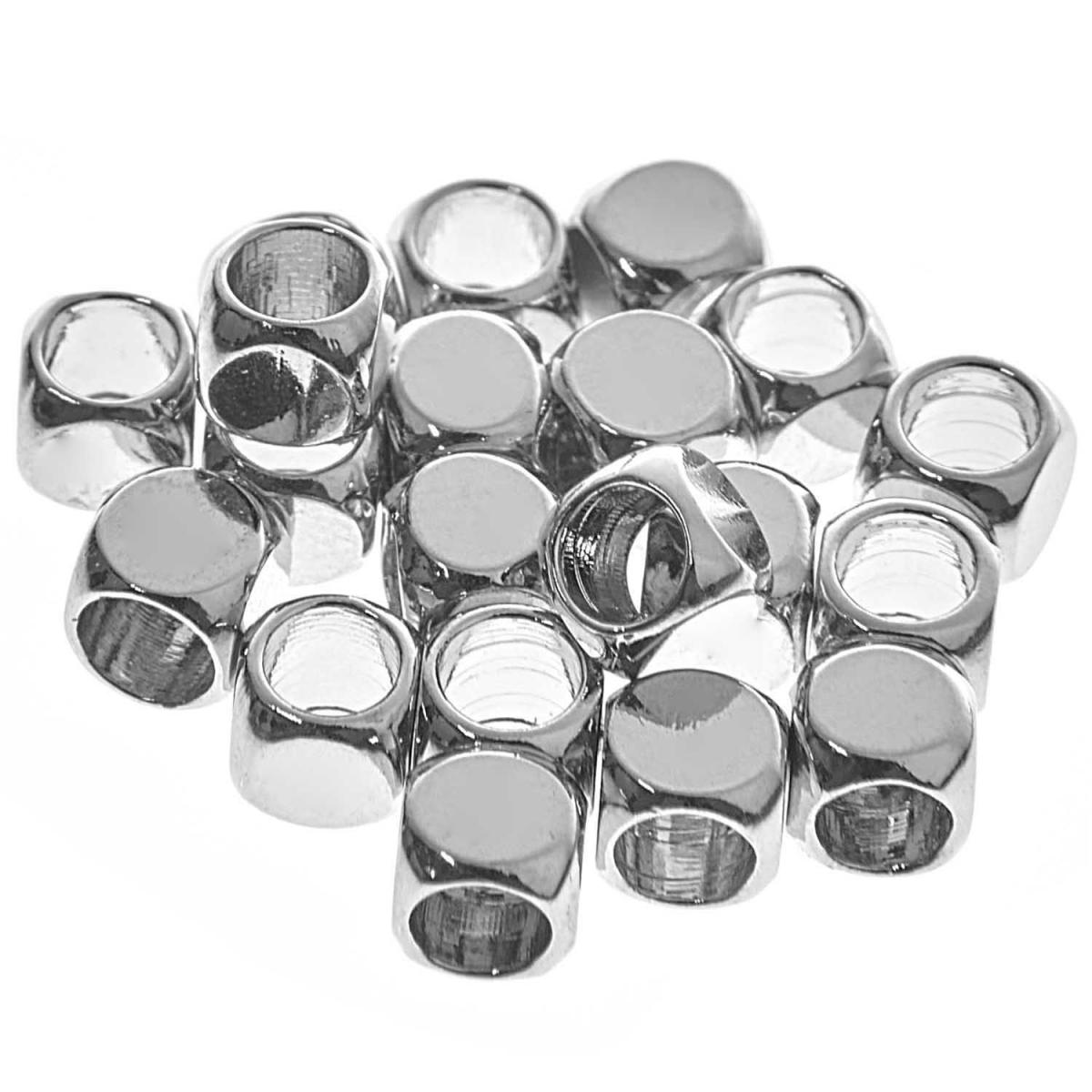 Itoshii Pack De 20 Perles Ponii Cube Couleur Argent