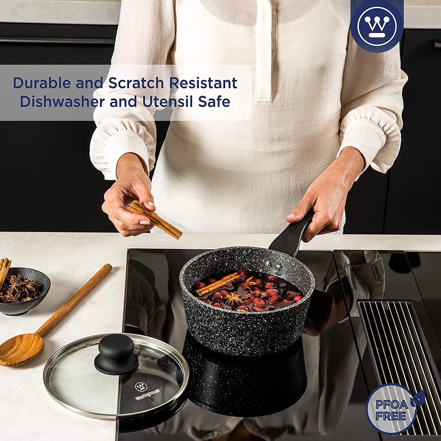Westinghouse - Casserole 20 Cm - Induction - Marbre Noir
