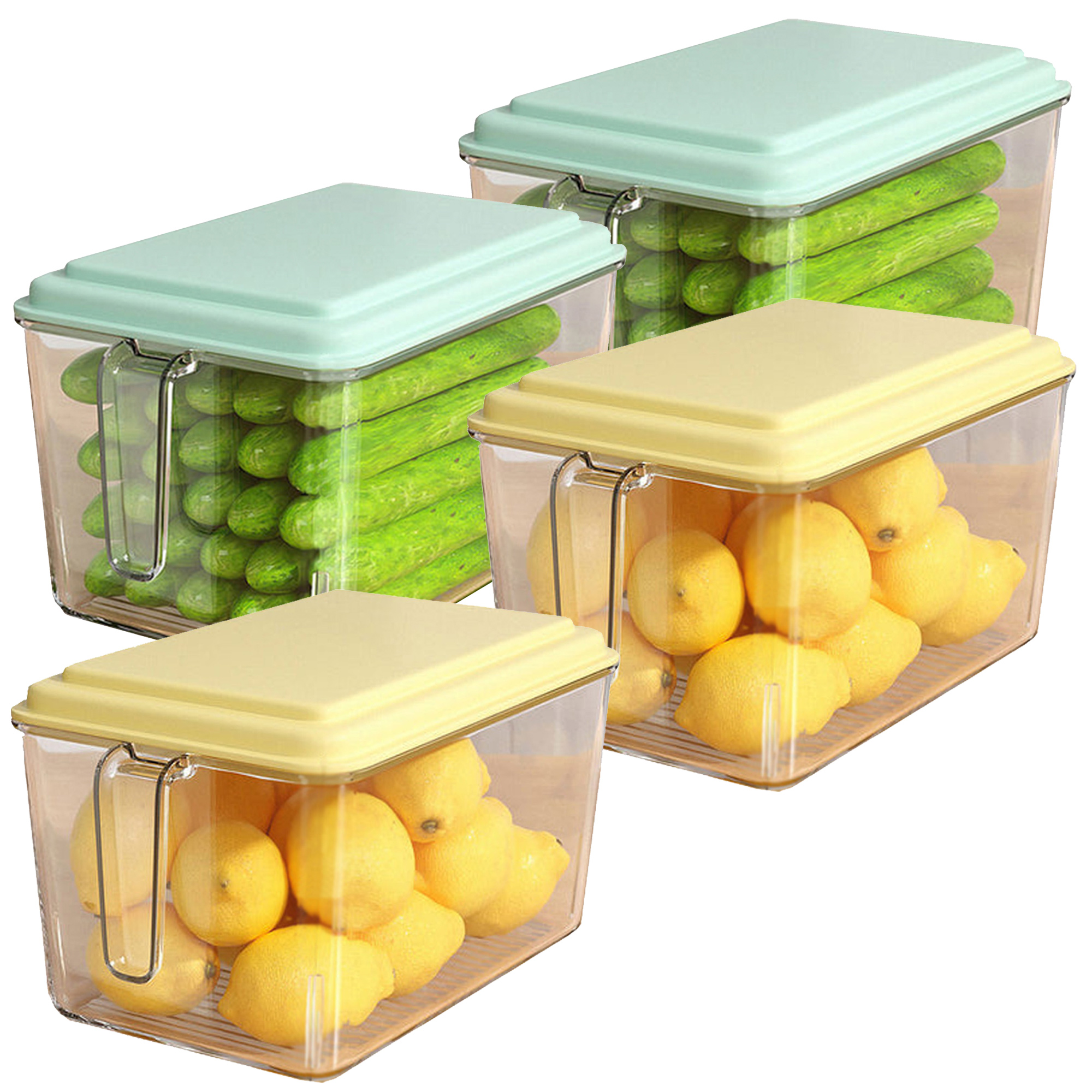 Lot 2 Récipients à Glace 1,5L Avec Couvercle - Vert Menthe Et Sarcelle Empilables