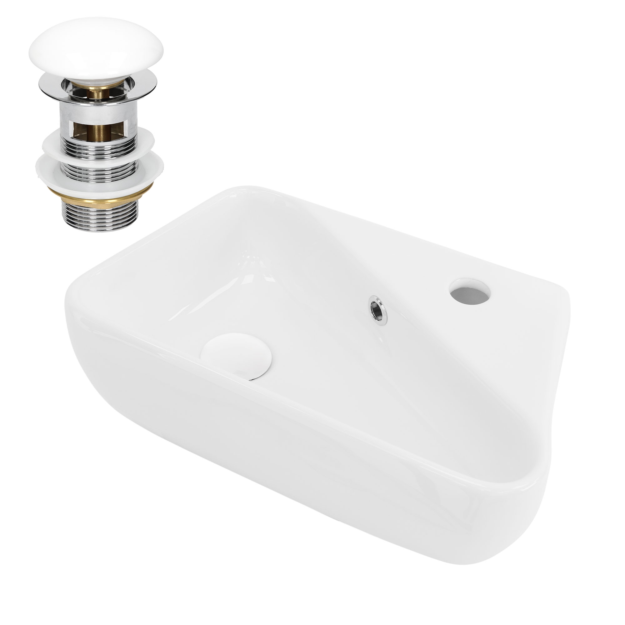 Lavabo En Céramique Blanc Lave-mains Avec Garniture Vidage Blanc 450x270x130 Mm
