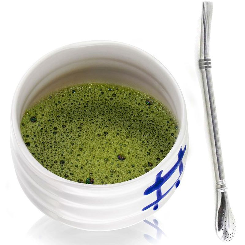 Bol à Matcha Traditionnel Japonais (Chawan) En 2 Parties - Céramique Blanche Avec Bec Verseur Et Support Pour Fouet - Capacité 560 Ml - 6