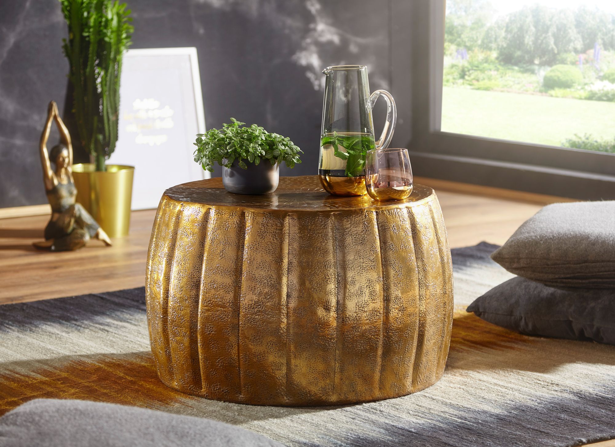 Finebuy Table Basse Métal 60x36x60 Cm Table D'appoint Design Bout De Canapé Rond