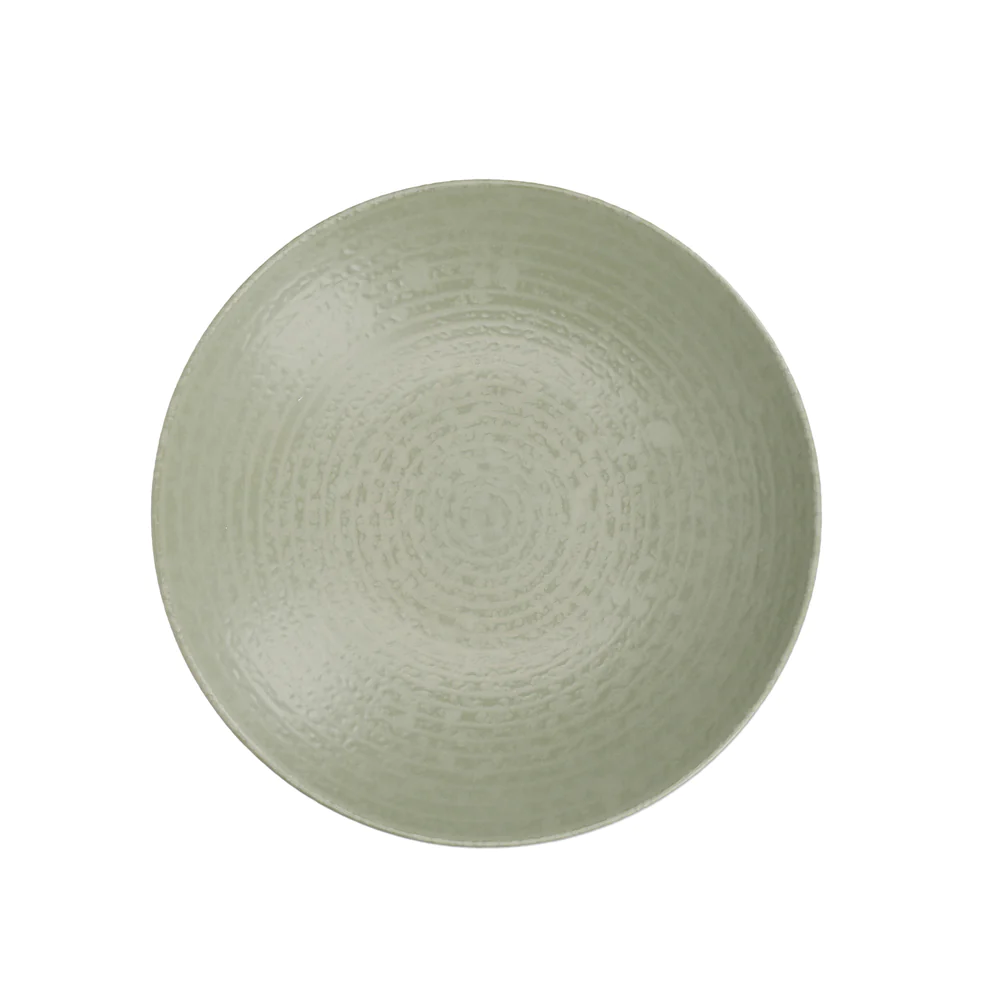 Kitchencraft - Assiettes Creuses En Grès Émaillé, Livrés Dans Un Coffret Cadeau, 22 Cm, Lot De 4, Motif Spirale, Vert