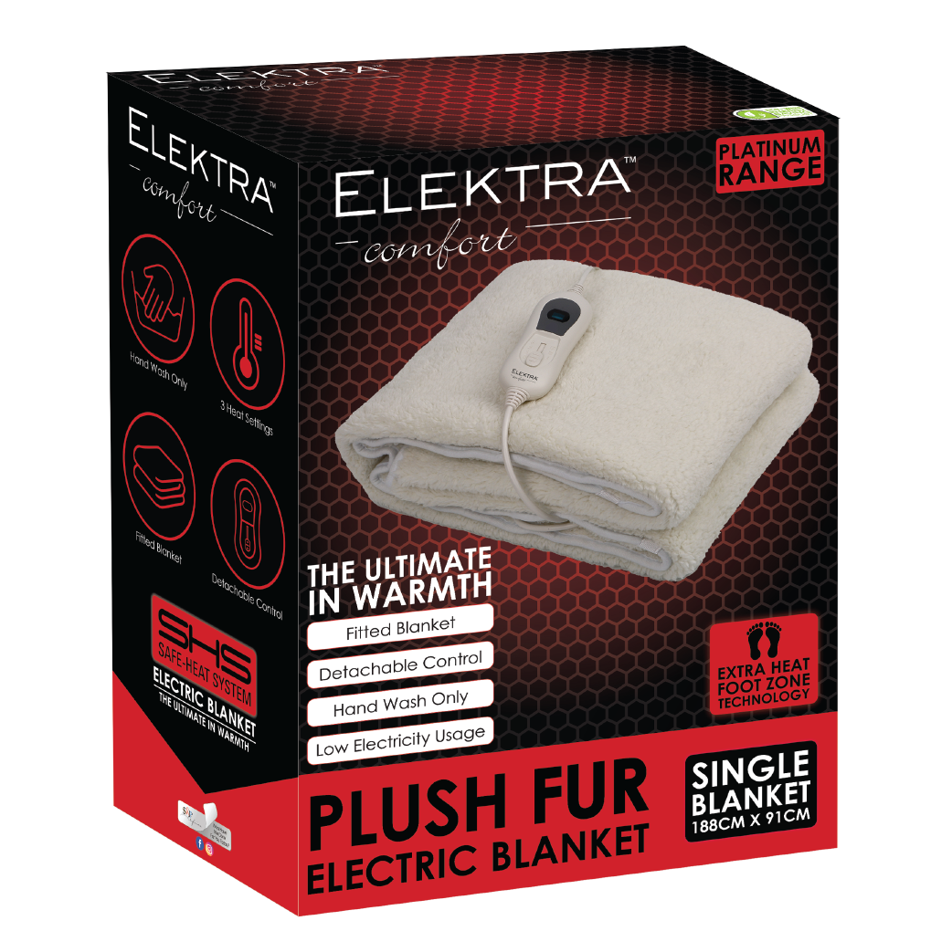 Electric Blanket Single Acrylic Fur Fitted