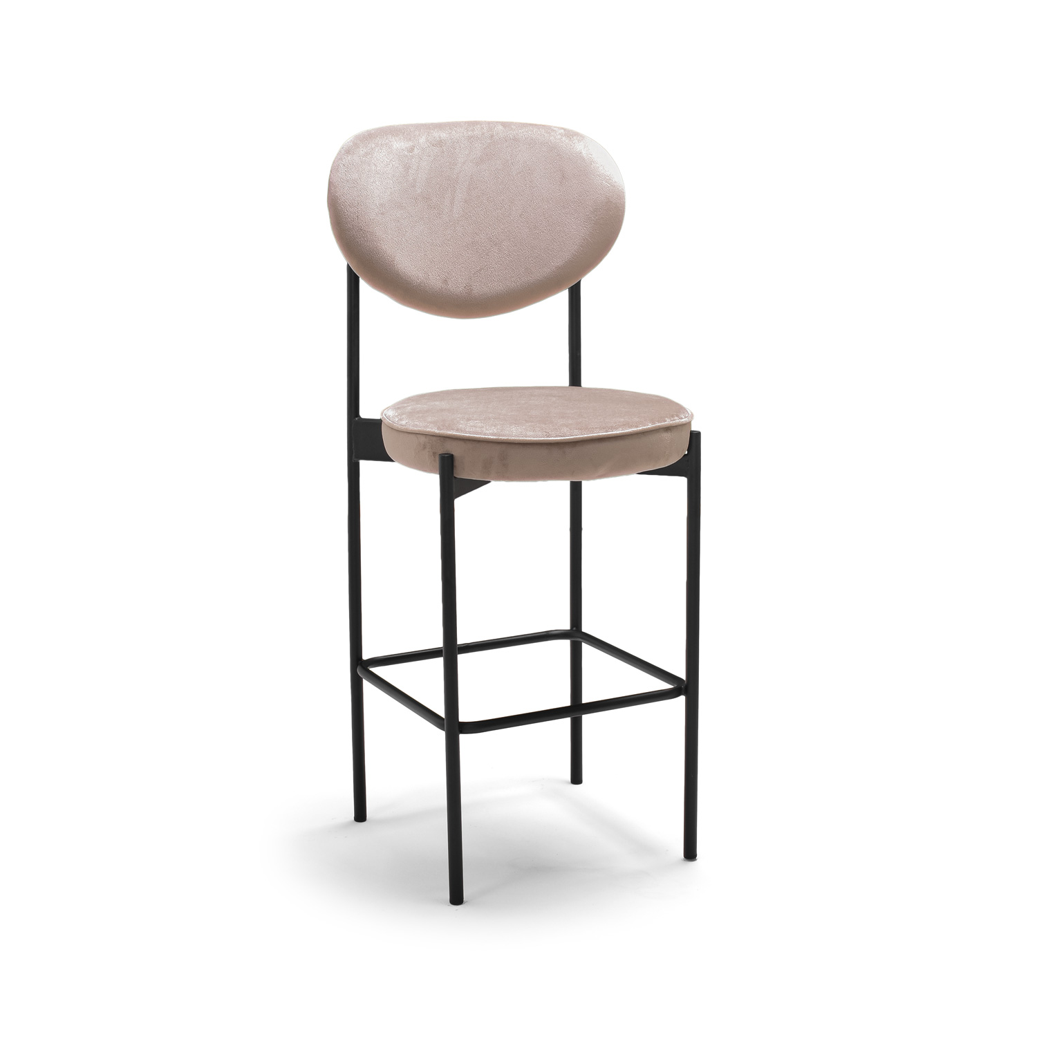 Lier - Paire De 2 Tabourets Hauts Design En Velours Beige