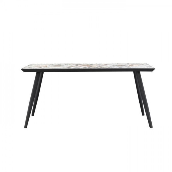 Table A Manger De Jardin -style Zellige -162 Cm - Acier Thermolaqué + Carreaux De Cér