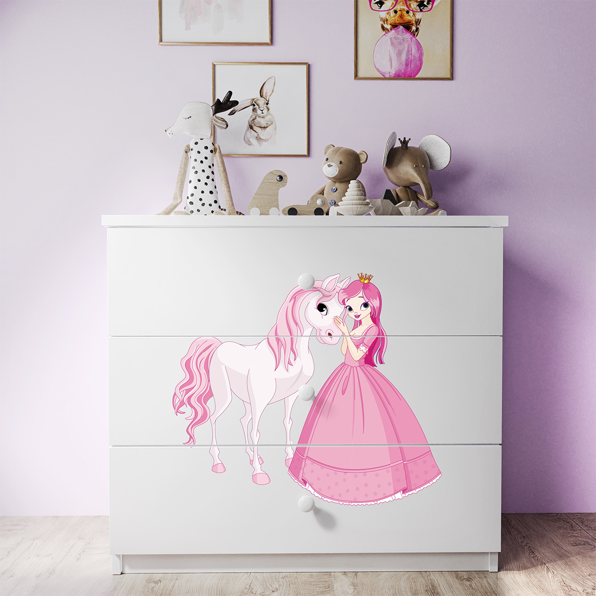 Commode 3 Tiroirs Babydream La Princesse Et Le Cheval - Blanc