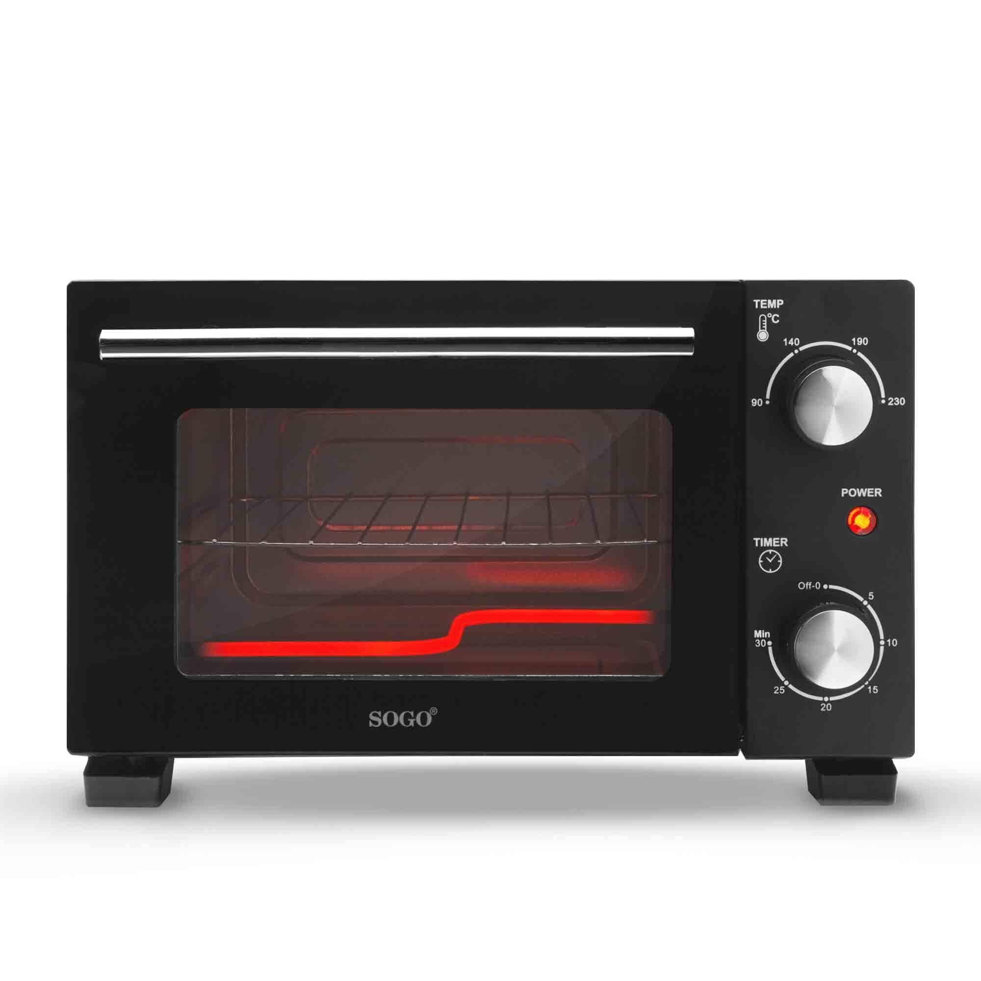 Image of SOGO Forno Tostapane 10L 800W – Mini Forno Elettrico, Timer 30 Min, Temperatura 90-230°C, Doppio Vetro, Griglia e Teglia Incluse