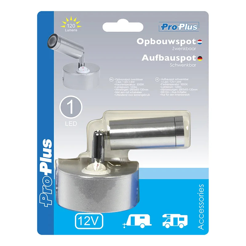 Spot Monté En Surface 1-led Pivotante 12v 120lm Ø65x65-130mm