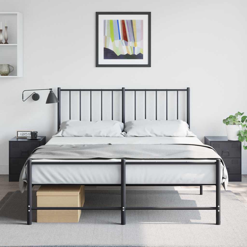 Tables De Chevet | Tables De Nuit | Tables D'appoint 2 Pcs Noir 34,5x39x44 Cm Acier