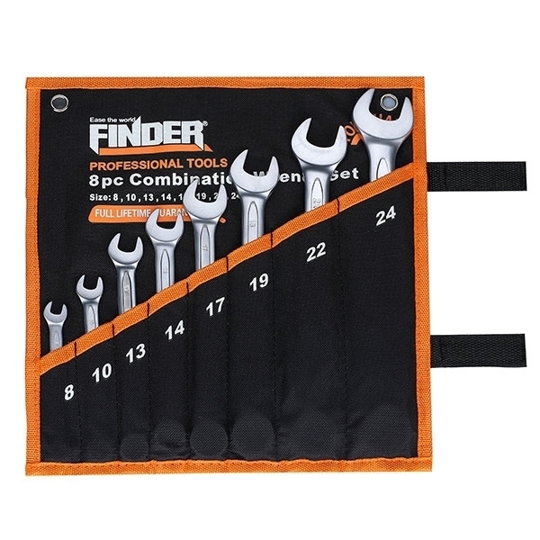 FINDER – 8pcs Carbon Steel Combination Wrench Set- 8mm to 24mm