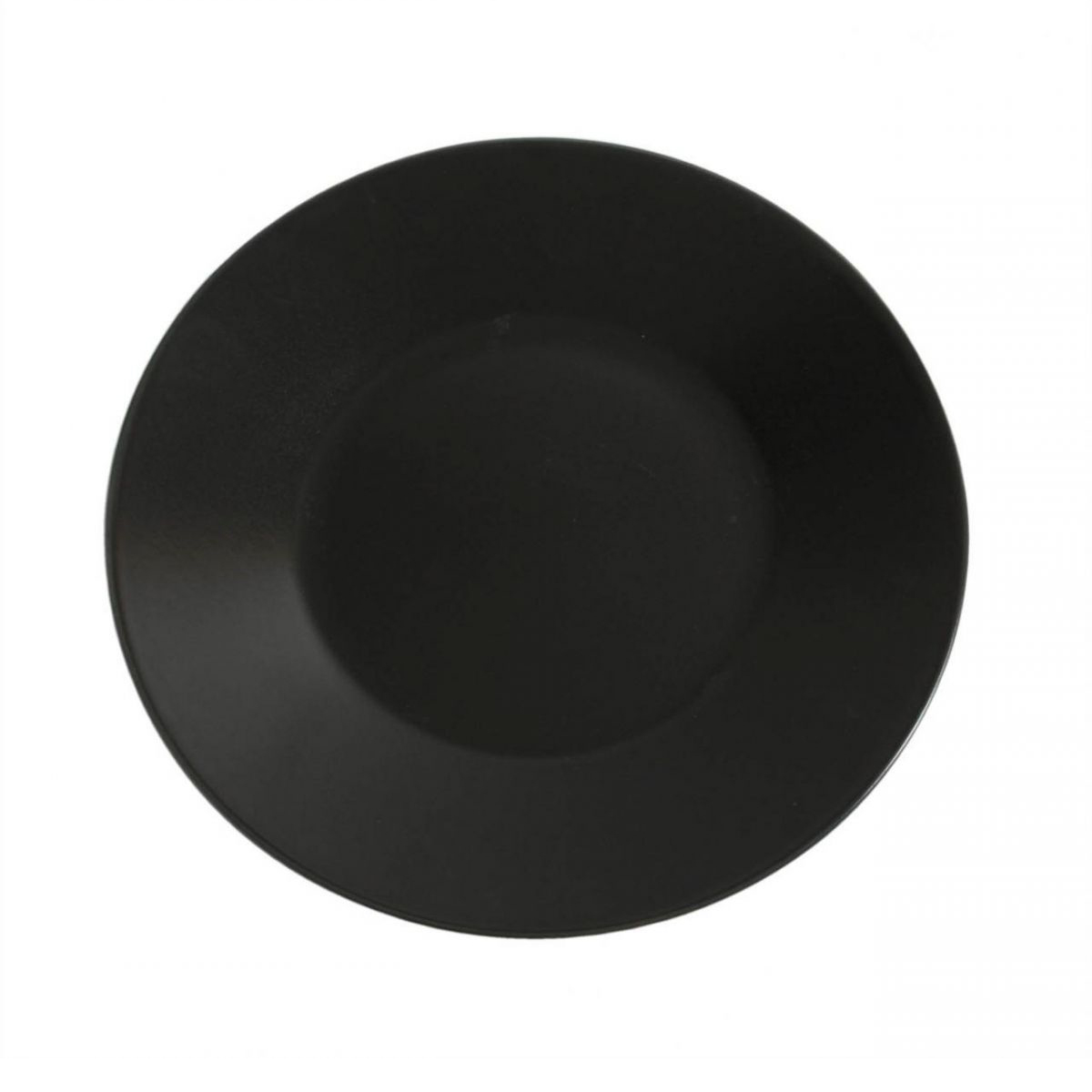 Lot De 12 Assiettes Plates Lina Rondes, Plat À Service À Pâtes Desserts En Porcelaine Noir - D 30,5 X H 3 Cm