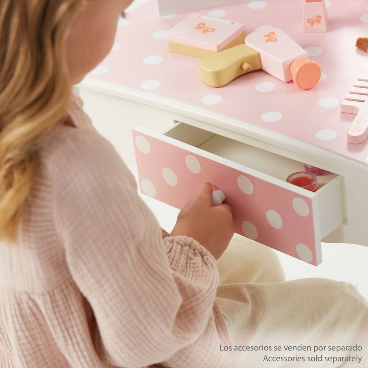 Coiffeuse Avec Banc Teamson Rose Blanc Pois 63 X 100 X 29 Cm